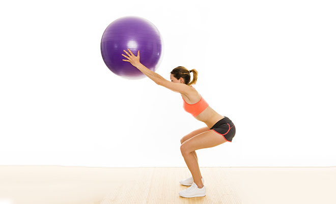 Stability Ball Overhead Squat